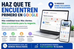 Haz Que Te Encuentren Primero
Cada día, miles de personas buscan servicios, empresas y profesionales en Google antes de tomar una decisión. Cuando alguien necesita un electricista, un abogado, una clínica, un restaurante o cualquier otro servicio, normalmente busca una opción cercana y disponible en su zona.
La pregunta es sencilla:
¿Tu negocio aparece cuando esos clientes te están buscando?
La Importancia de la Visibilidad Local
No basta con tener una página web. Lo importante es que las personas adecuadas puedan encontrar tu negocio en el momento exacto en que necesitan tus servicios.
Por eso nos especializamos en ayudar a empresas, autónomos y negocios locales a mejorar su presencia online y aumentar su visibilidad en Google.